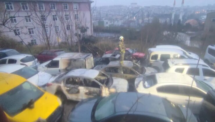 Gaziosmanpaşa’da otoparkta yangın: 14 araç zarar gördü