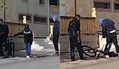 Güpegündüz zorbalık… Bisiklet süren çocuğu tartaklayıp, boğazını sıktılar!
