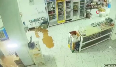 Irak’ta bir iş yerinin saniyeler içinde sular altında kaldığı anlar kamerada