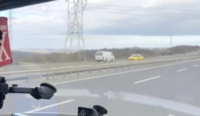 İstanbul Havalimanı yolunda ters yönde giden araç kamerada