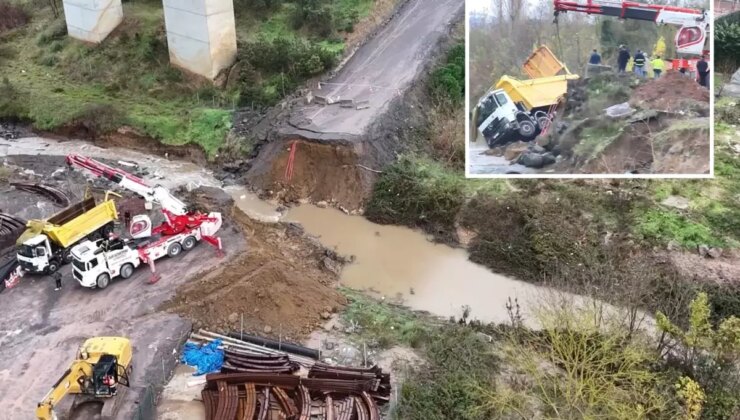İstanbul’da sağanak faciası! Yol çöktü, araçlar dereye uçtu