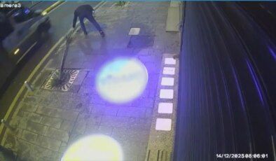 Kağıthane’de sinirlenip direkleri tekmeledi: Ağaçlara zarar verdi