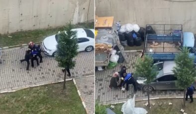 Karton istifleyen anne-oğul zabıtalara saldırdı!