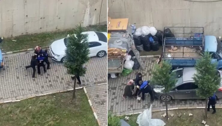 Karton istifleyen anne-oğul zabıtalara saldırdı!