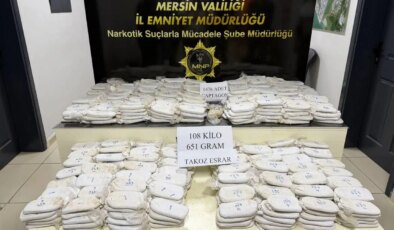 Mersin’de 108 kilo esrar ile 1476 uyuşturucu hap ele geçirildi