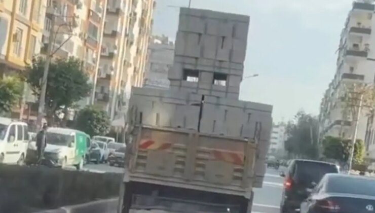 Mersin’de tehlikeli yükleme yapan kamyon sürücüsüne ceza yağdı
