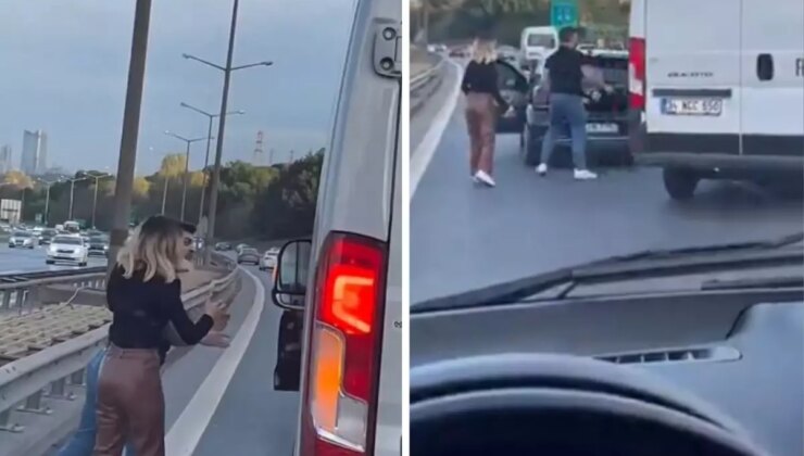 Önünü kesip saldırdılar! Trafikte skandal anlar kameralarda