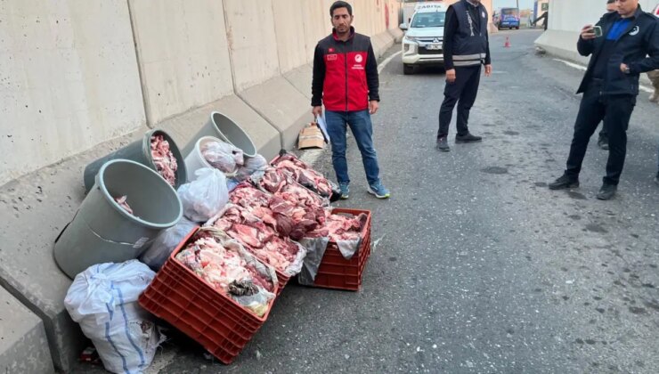 Şanlıurfa’da yol kontrolü sırasında durdurulan araçta 1 ton bozulmuş et ele geçirildi