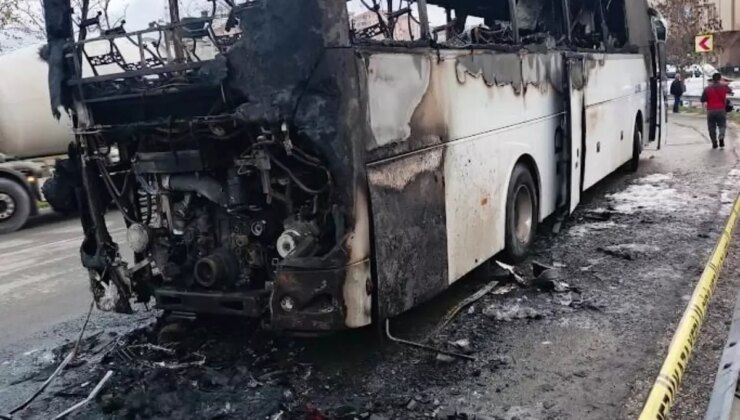 Silivri’de işçi servisi alevlere teslim oldu