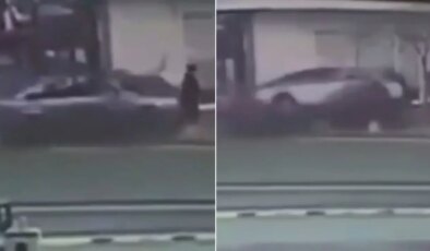 Şişli’de aracın yayaların arasına daldığı anlar kamerada