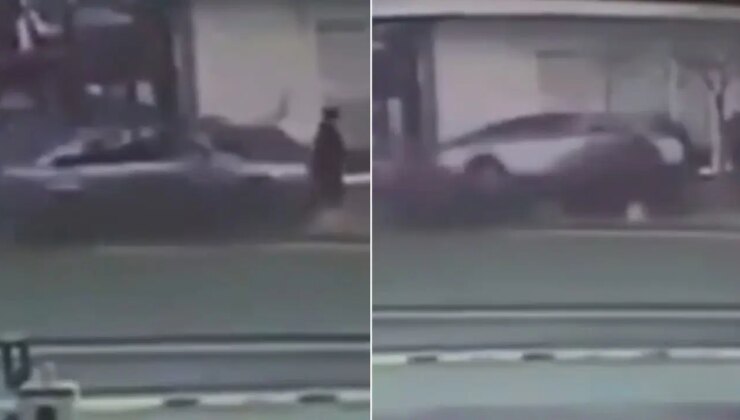 Şişli’de aracın yayaların arasına daldığı anlar kamerada