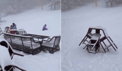 Uludağ’da yoğun kar: 5 santimetreye ulaştı