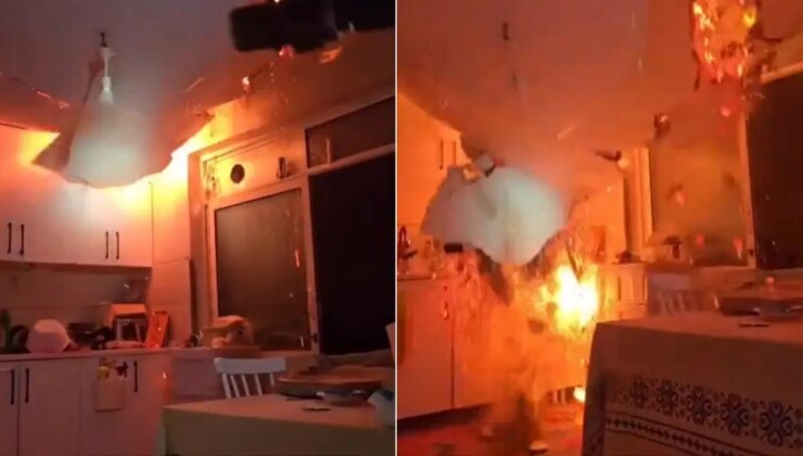 Yangına müdahale ederken tavan çöktü: Altında kalmaktan son anda kurtuldular