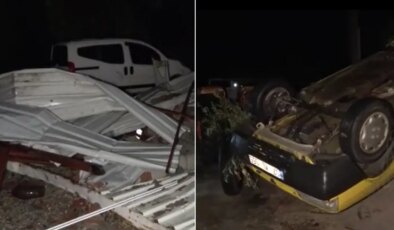 Antalya’da hortum dehşeti: Ağaçları kökünden söktü, otomobil ters döndü!