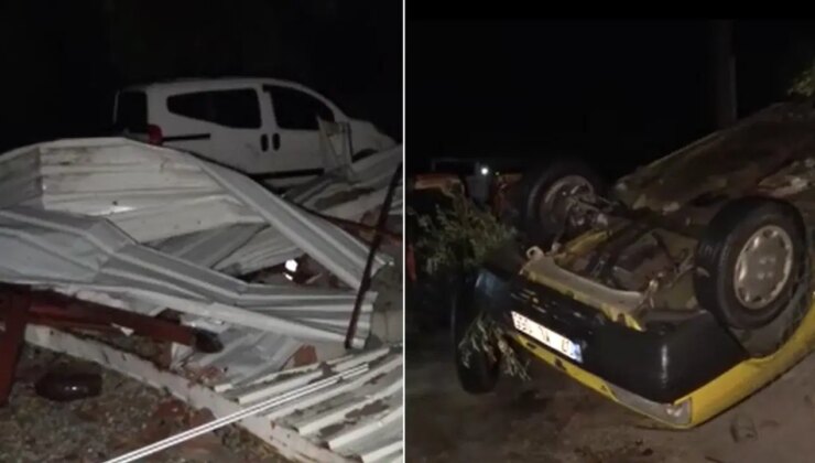 Antalya’da hortum dehşeti: Ağaçları kökünden söktü, otomobil ters döndü!