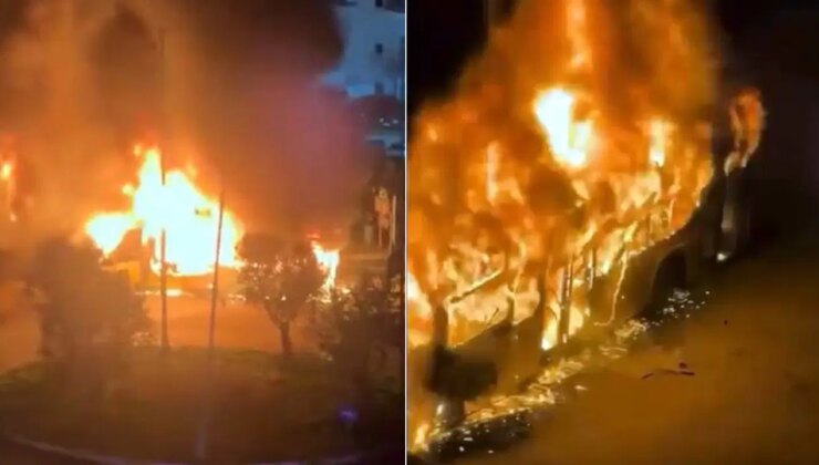 Avcılar’da İETT otobüsü alev alev yandı!