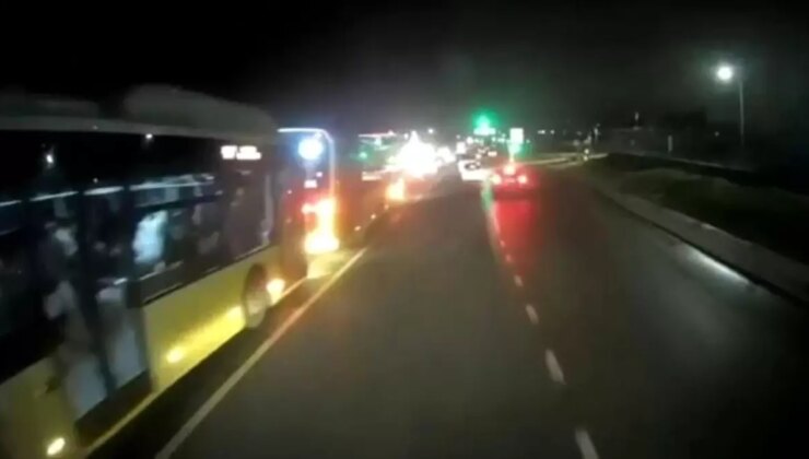 Başakşehir’de 3 İETT otobüsünün kazaya karıştığı anlar görüntülendi