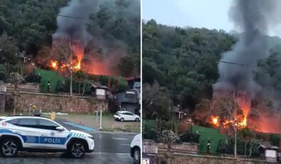 Beşiktaş’ta panik anları: Restoranın müştemilatı alev alev yandı