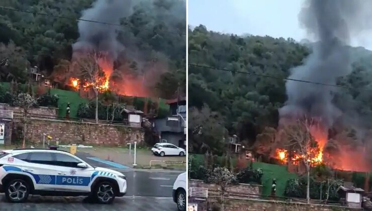 Beşiktaş’ta panik anları: Restoranın müştemilatı alev alev yandı