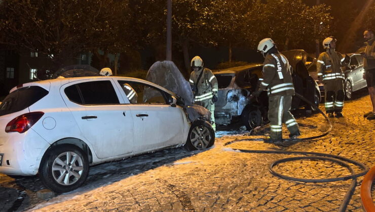 Beşiktaş’ta yangın: 4 otomobil alev alev yandı!
