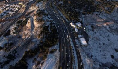Beylikdüzü ve Büyükçekmece’de havadan kar manzarası