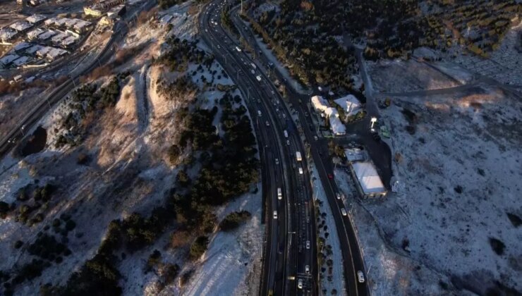 Beylikdüzü ve Büyükçekmece’de havadan kar manzarası
