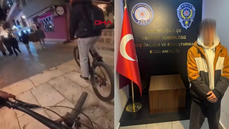 Bisikletli genci tehdit etti, gözaltına alındı