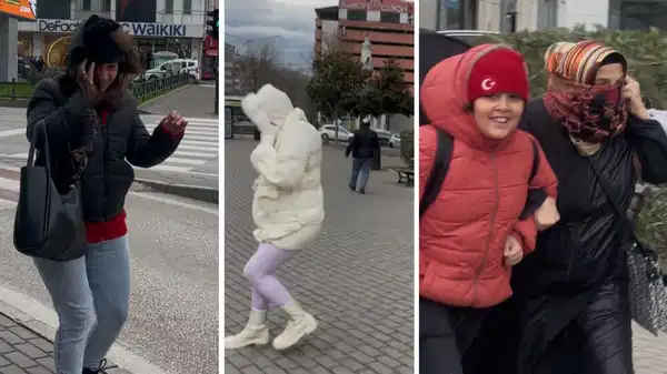 Bursa’da fırtına uçurdu! 60 kilonun altındakiler yolda yürümekte güçlük çekti…
