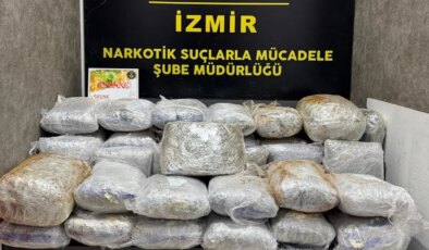 Çeşme’de ekiplerden ‘uyuşturucu’ operasyonu: 65 kilo skunk ele geçirildi
