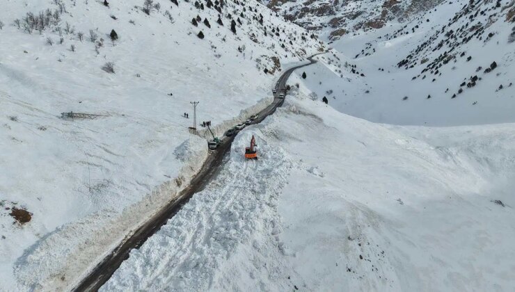 Çığ nedeniyle kapanan Van-Çatak kara yolunda ulaşım tek şeritten verilmeye başlandı