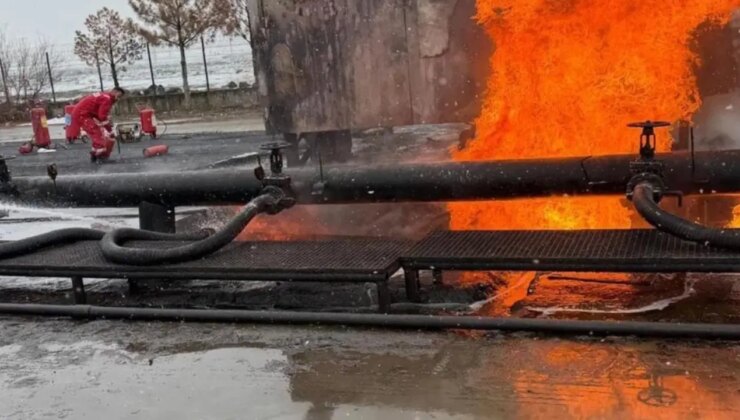 Diyarbakır’da ham petrol havuzunda yangın