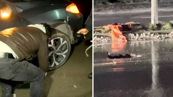 Esenler’de su dolu çukura giren 30 aracın lastiği patladı: ‘Fren yapsak arkadakiler vuracak, sağa kaçsak sağdakiler vuracaktı’