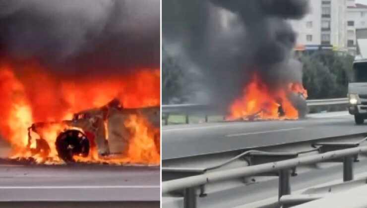 Esenyurt TEM Otoyolu’nda cip alev alev yandı