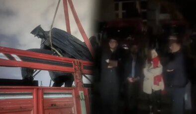 Gebze Belediyesi, gece yarısı Atatürk heykelini söktü: Yurttaşlar kamyonun önünü kesti