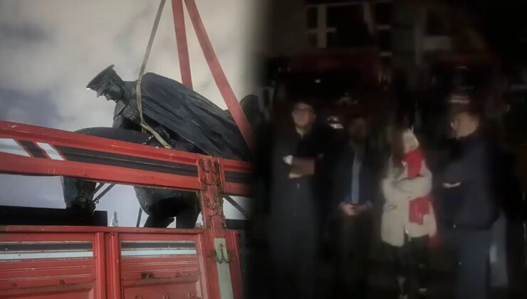 Gebze Belediyesi, gece yarısı Atatürk heykelini söktü: Yurttaşlar kamyonun önünü kesti