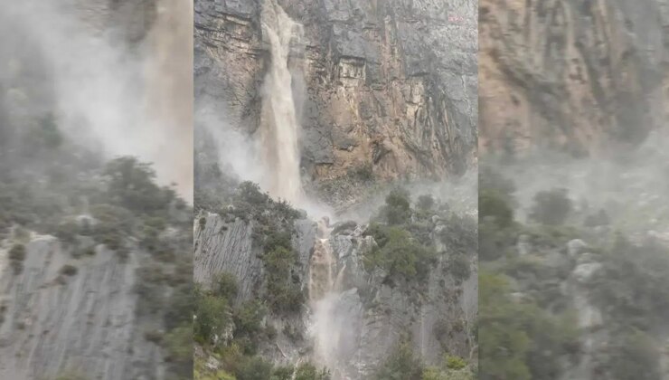 Görüntü Dalaman’dan: Sağanak sonrası 100 metrelik ‘doğal şelale’ oluştu