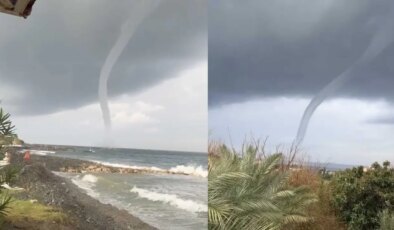 Hatay’da hortum çıktı: Denizde dev dalgalar oluştu