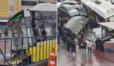 İETT otobüsü otoparka daldı