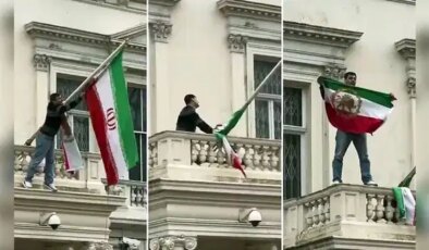 İran Büyükelçiliği balkonuna çıkan protestocu gündem oldu