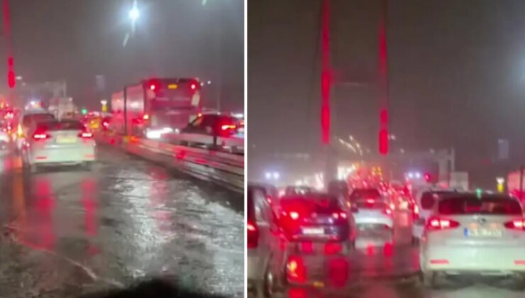 İstanbul’a yağmur fena geldi! Sürücü bile şaştı kaldı