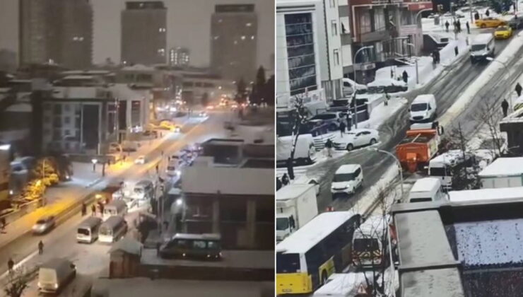 İstanbul’da kar yağışı etkili oldu: Bağcılar ve Bahçelievler’de araçlar yolda kaldı