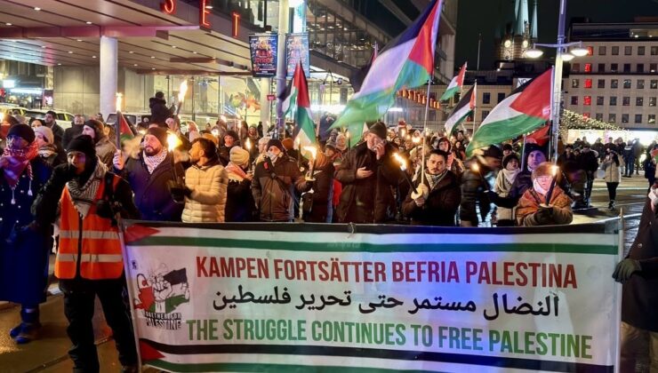 İsveç’te Filistin’e destek yürüyüşü