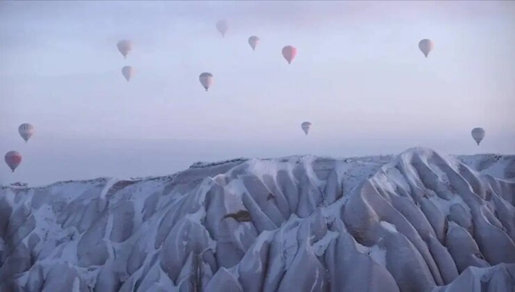 Kapadokya’daki balon turlarına kar yağışı engeli