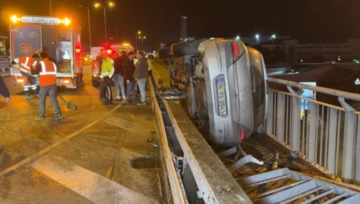 Kazayı önlemek isterken kaza yaptı: Direksiyonu kırdı yaya yoluna düştü