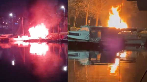 Küçükçekmece sahilde 2 tekne alev alev yandı!