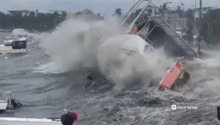 Lodos İstanbul’u vurdu: Tuzla’da tekneler batmaya başladı!