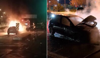 Maltepe’de seyir halindeki otomobil alev alev yandı