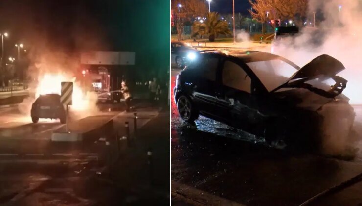 Maltepe’de seyir halindeki otomobil alev alev yandı