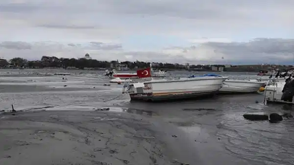Marmaraereğlisi sahilinde deniz suyu çekildi