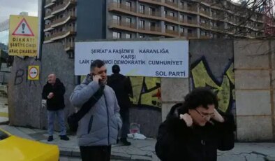 Şeriat karşıtı pankart suç oldu: Laikliği savunan SOL Partililere ev hapsi